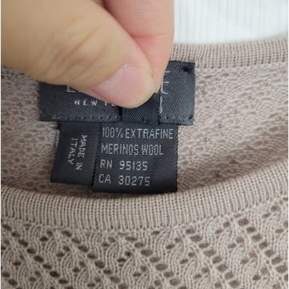 LAFAYETTE 148 Size Large L Pink 100% Merino Wool Eyelet Knit Pullover Sweater - Picture 7 of 12